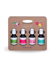 Load image into Gallery viewer, Vignoli Infused Vinegar gift set Flavors of Fruit 4x3.4oz
