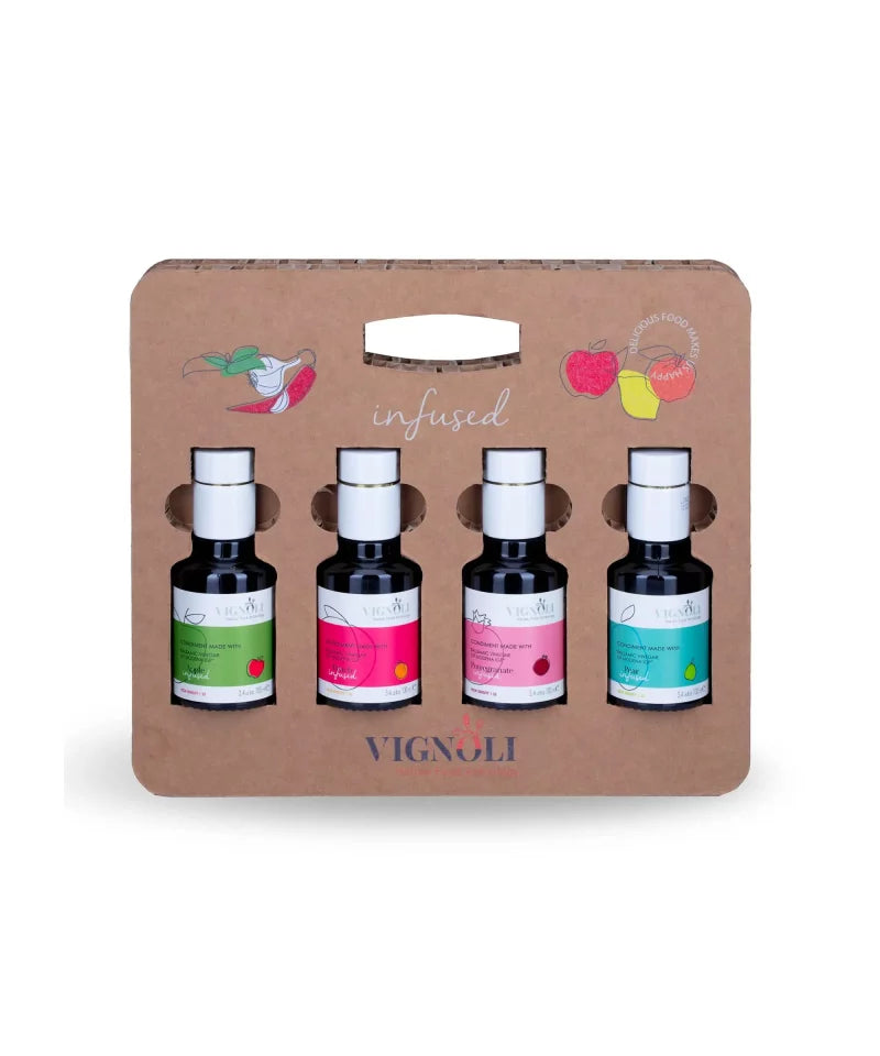 Vignoli Infused Vinegar gift set Flavors of Fruit 4x3.4oz